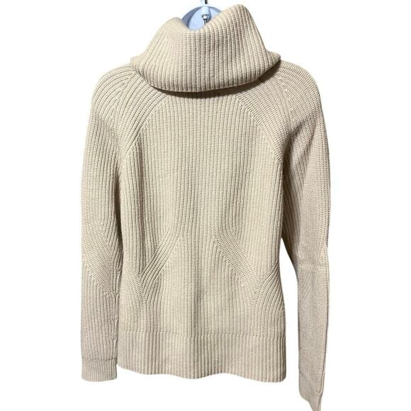 Alice + Olivia Base Wool Cashmere Chunky Knit Cowl Neck Sweater XS Beige Ribbed - Picture 4 of 9